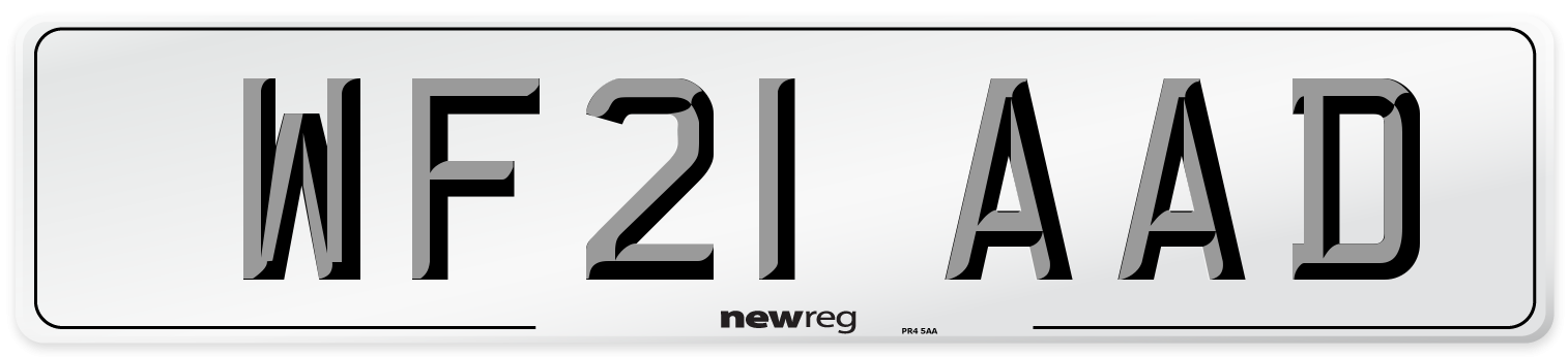 WF21 AAD Number Plate from New Reg